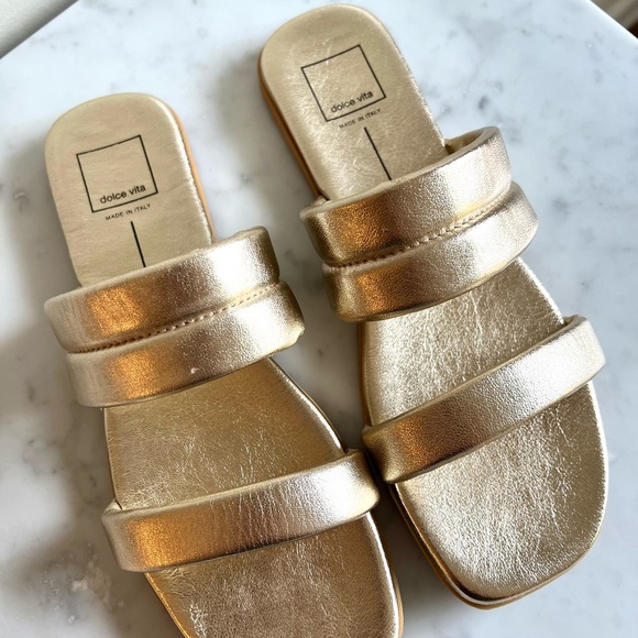 Dolce Vita Shoes - Dolce Vita Adore Metallic Gold Slides. Size 9.5